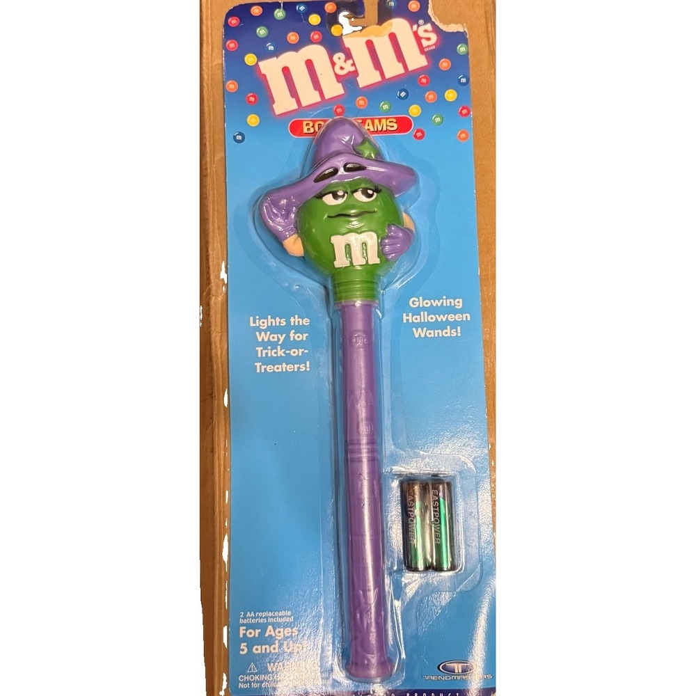 M&M's Boo Beams Glowing Halloween Wand Green Purple Character 1999 Candy Theme